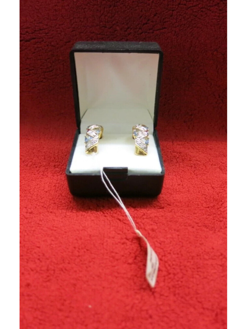 Glass tanzanite pierced earrings 14K Gold Plated Brand NEW!